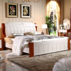 工厂直销 地中海床 地中海实木床1800*200 橡木白色实木高箱床