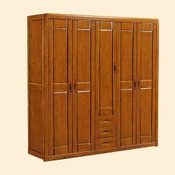 工厂直销中式实木五门衣柜 橡木6511#胡桃色 专业生产