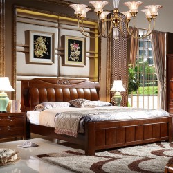 厂家直销 实木床 中式全实木床高档橡木双人床1800*2000 高箱床