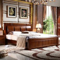 批发定制实木床 中式橡木双人高箱床 实木家具橡木床 卧室家具