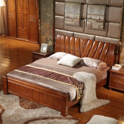 厂家直销 中式实木床双人床 优质橡木双人床 卧室家具实木床批发