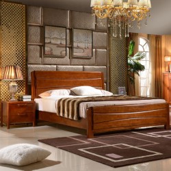 厂家批发 现代中式橡木实木床 高档卧室实木双人床 卧室家具组合