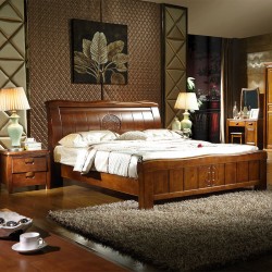 厂家直销 优质实木双人床 现代中式实木橡木床 卧室组合家具