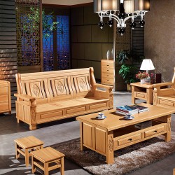 【浩丰】厂家直销批发顺德实木家具客厅中式实木沙发组合德国榉木实木沙发