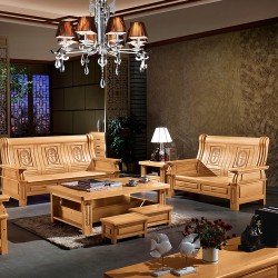 【浩丰】厂家直销德国进口榉木中式客厅纯实木沙发组合668#一件代发