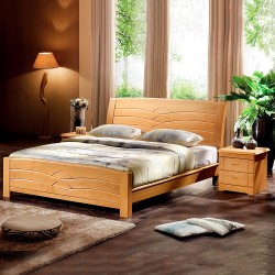 【浩丰】家具厂家批发特价实木床 德国榉木中式双人实木床1.8米 质量保证