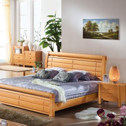 【浩丰】特价批发实木卧室家具 德国榉木双人床 中式床 实木床 质量可靠