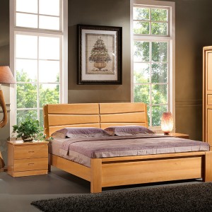 【浩丰】厂家直销887#现代中式实木床1.8双人实木床德国进口榉木中式家具