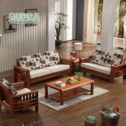 【粤源轩】粤源轩实木沙发客厅组合 新中式时尚大小户型实木沙发客厅家具