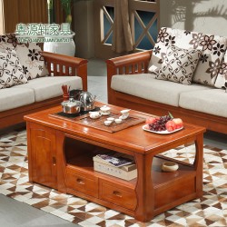 实木茶几 橡胶木功夫桌 实木功夫茶几 仿古家具纯实木茶台J19