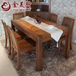 【金美斯】现代实木餐厅家具 中式餐厅家具 实木大理石餐台 高档实木家具