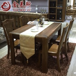 【金美斯】厂家直销 实木餐桌椅 纯实木餐椅组合 现代中式小户型长餐桌特价