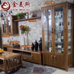 【金美斯】中国风客厅家具 实木客厅套房家具 中式酒柜电视柜边柜客厅系列