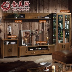 【金美斯】客厅中式家具 实木客厅套房家具 中式酒柜电视柜边柜客厅系列