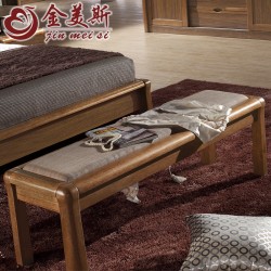 【金美斯】工厂直销 中式实木床尾凳 高档床尾凳 虎斑木床尾凳 中式床尾凳
