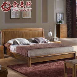 【金美斯】厂家直销 现代实木家具 中式实木床 虎斑木1.8米双人床 套房家具