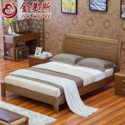 【金美斯】厂家生产直销 现代中式实木床 中式虎斑木床 现代中式套房家具