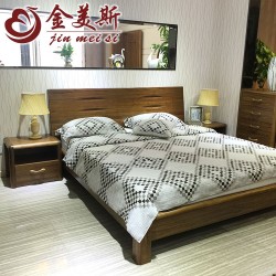 【金美斯】专业大型厂家生产 中式实木床 现代虎斑木床 现代中式套房家具