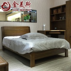 【金美斯】厂家直销 现代中式实木床 虎斑木床 现代中式套房家具木床