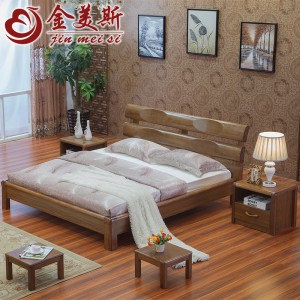 【金美斯】工厂直销中式实木床 现代中式风格1.8米虎斑木双人床 实木家具