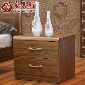 【金美斯】现代家具 高档虎斑木色床头柜 中式床头柜 现代中式风格床头柜