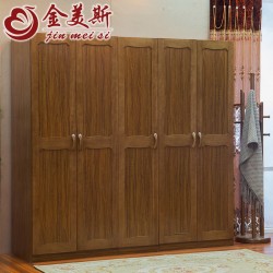 【金美斯】立式板木结合衣柜 现代中式结婚房衣柜 虎斑木板木结合组合衣柜
