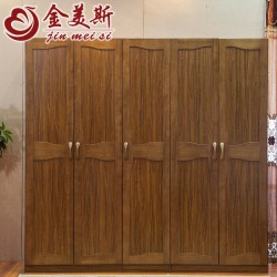 【金美斯】立式板木结合衣柜 现代中式结婚房衣柜 虎斑木板木结合组合衣柜