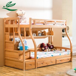 【华帅家具】现代中式榉木儿童床全实木双层床子母床高低床上下双层床直销批发