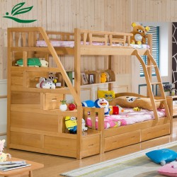 【华帅家具】厂家直销现代榉木儿童床双层床1.2 1.35 1.5米全实木子母床上下床
