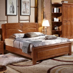 【林德佳】实木床1.8米双人床1.5特价橡木床中式卧室家具高箱储物现代全实木