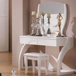 【林德佳】实木梳妆台全实木化妆台简约白色卧室橡木小户型中式木制化妆桌