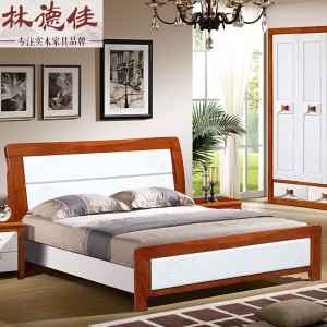 【林德佳】地中海风格床卧室家具实木床1.8米双人床中式1.5m高箱储物床批发