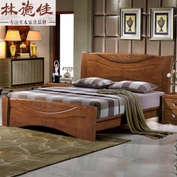 【林德佳】实木床简约现代橡木双人床1.8m储物床气压高箱全实木床1.5米婚床