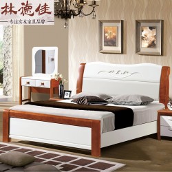 【林德佳】厂家直销 特价地中海实木床 橡木床1.8米1.5米双人床婚床 热销