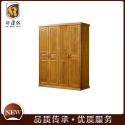 【舒康缘】顺德家具批发水曲柳木衣柜 实木四门推拉门储物柜 大容量302