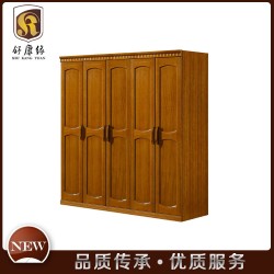 【舒康缘】顺德实木衣柜厂批发 酒店挂衣柜 浅胡桃大容量五门组合挂衣柜205