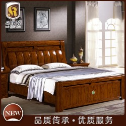 【舒康缘】原厂直销乐从家具 别墅家具 进口樱桃木1.8米全实木双人床 620