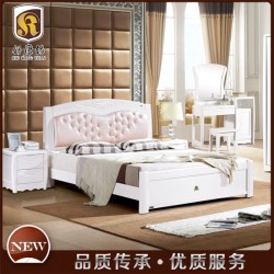 【舒康缘】【包邮】2015顺德家展 珍珠白实木卧室套房家具床/衣柜/妆台002