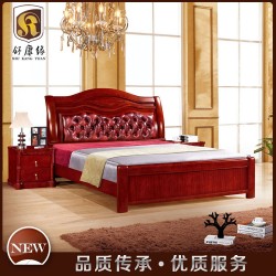 【舒康缘】特价批发红樱桃木实木家具 1.8m米大床 卧室美式家具双人床889