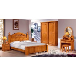 【舒康缘】顺德乐从家具批发|别墅公寓沙比利客房卧室套房实木家具 628