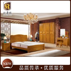【舒康缘】顺德家具 水曲柳卧室家具 1.8米双人床 实木套房家具 实木床 616