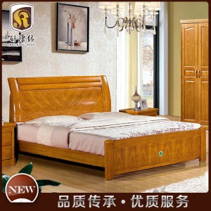 【舒康缘】水曲柳原木中式套房家具 员工实木床1.8米 可配汽动高箱床  875