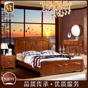 【舒康缘】长期生产 实木床1.8米 简约  卧室梳妆台  实木床头柜 家具厂家