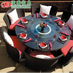 【沃登】沃登家具  户外餐桌椅 优质PE环保仿藤高档藤编餐桌椅 WD-9582