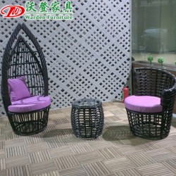 【沃登】沃登家具 户外阳台三件套 仿藤阳台庭院吊篮桌椅组合 WD-6179