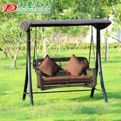 【沃登】藤编摇椅 沃登家具 北欧秋千 经济豪华型户外仿藤双人秋千摇椅