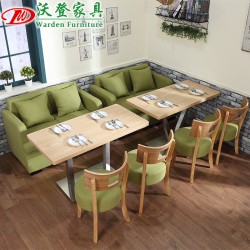 【沃登】甜品店 奶茶店桌椅沙发 清新苹果绿布艺椅子组合时尚休闲桌椅组合