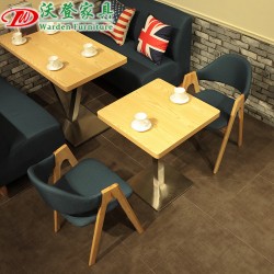 【沃登】工厂直销 餐厅实木椅子 白蜡木布艺坐包咖啡厅餐椅 双人布艺卡座