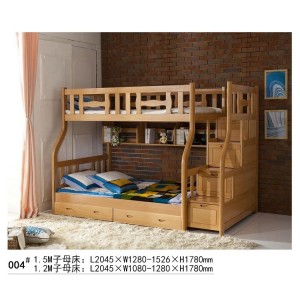 祺丰实木榉木子母床儿童床004