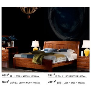 祺丰实木水曲柳大床双人床8819